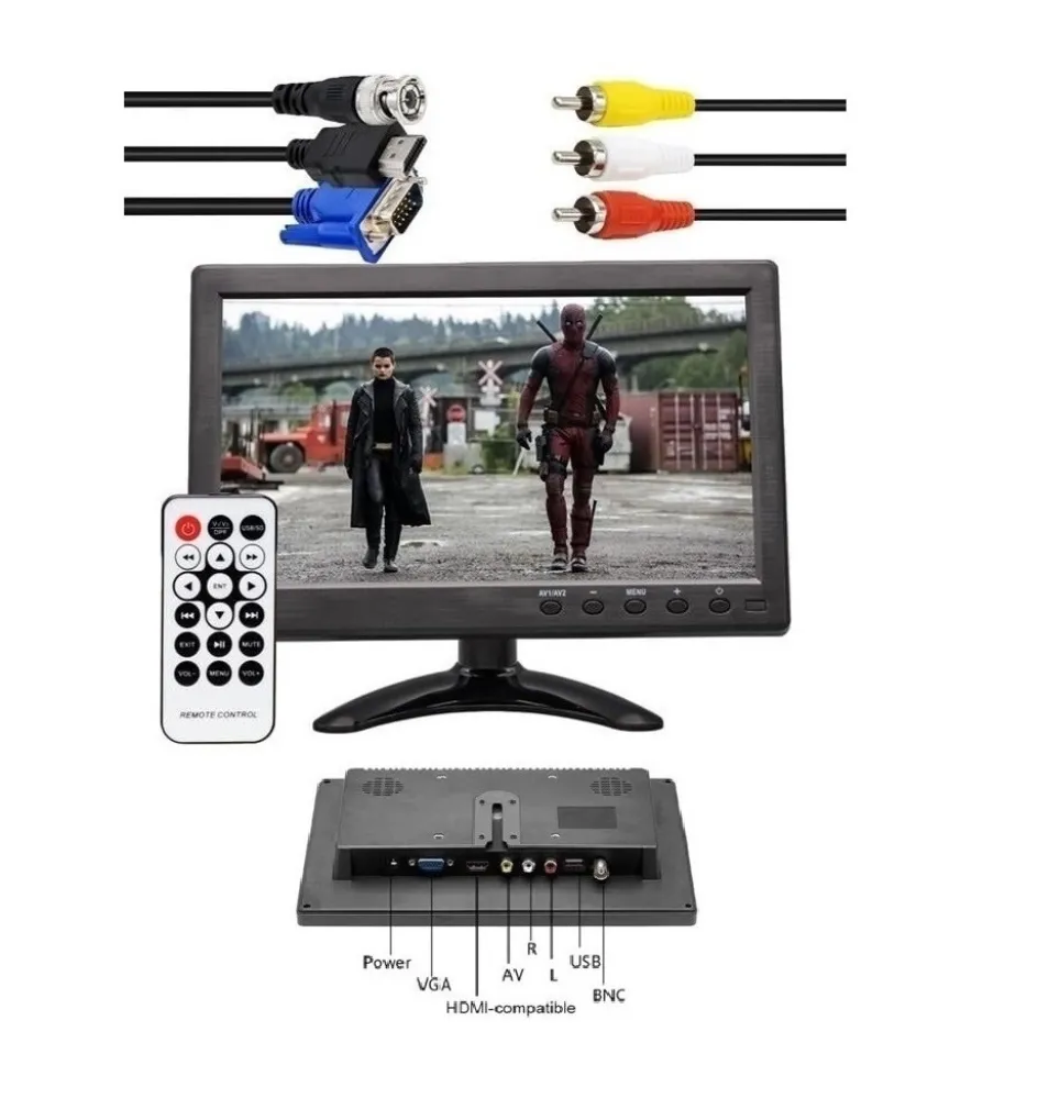 10 İnç HDMI/VGA/AV/BNC/USB Girişli 12V Ses Destekli HD Monitör