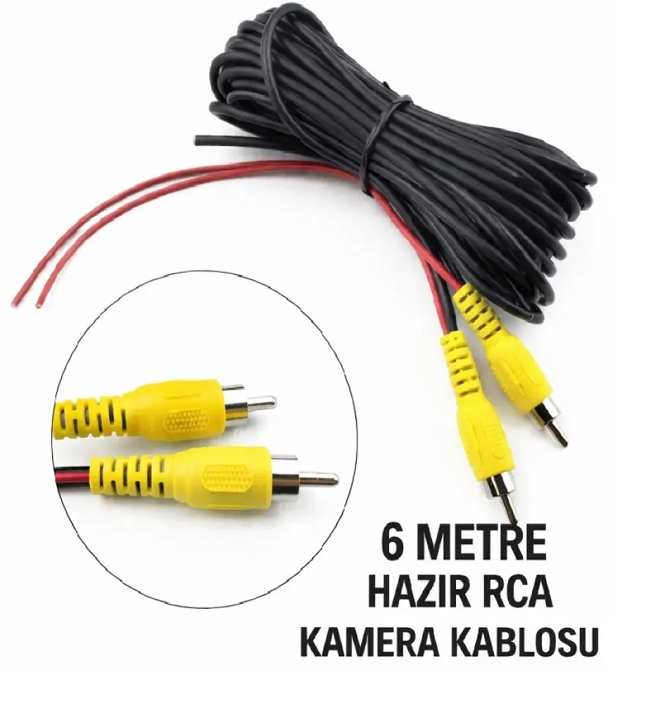 6m RCA Video ve Güç Uzatma Kablosu