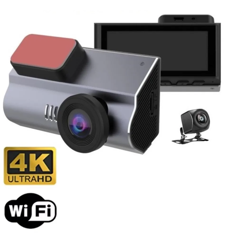 2K Çift Kameralı WiFi Araç Kamerası | Park Kiti Dahil, G-Sensör, Döngüsel Kayıt