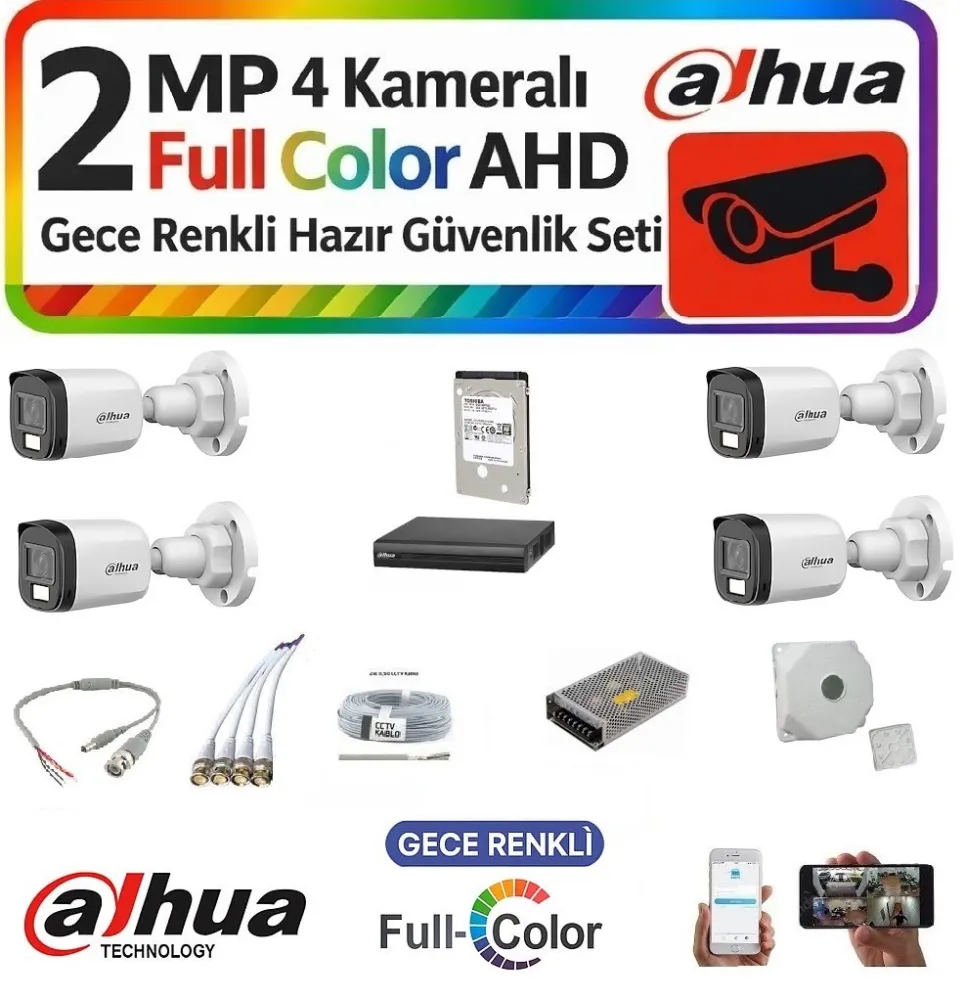4 Kameralı SD Karta Kayıtlı 7inç Quad Monitör Okul Servis Kamera Seti