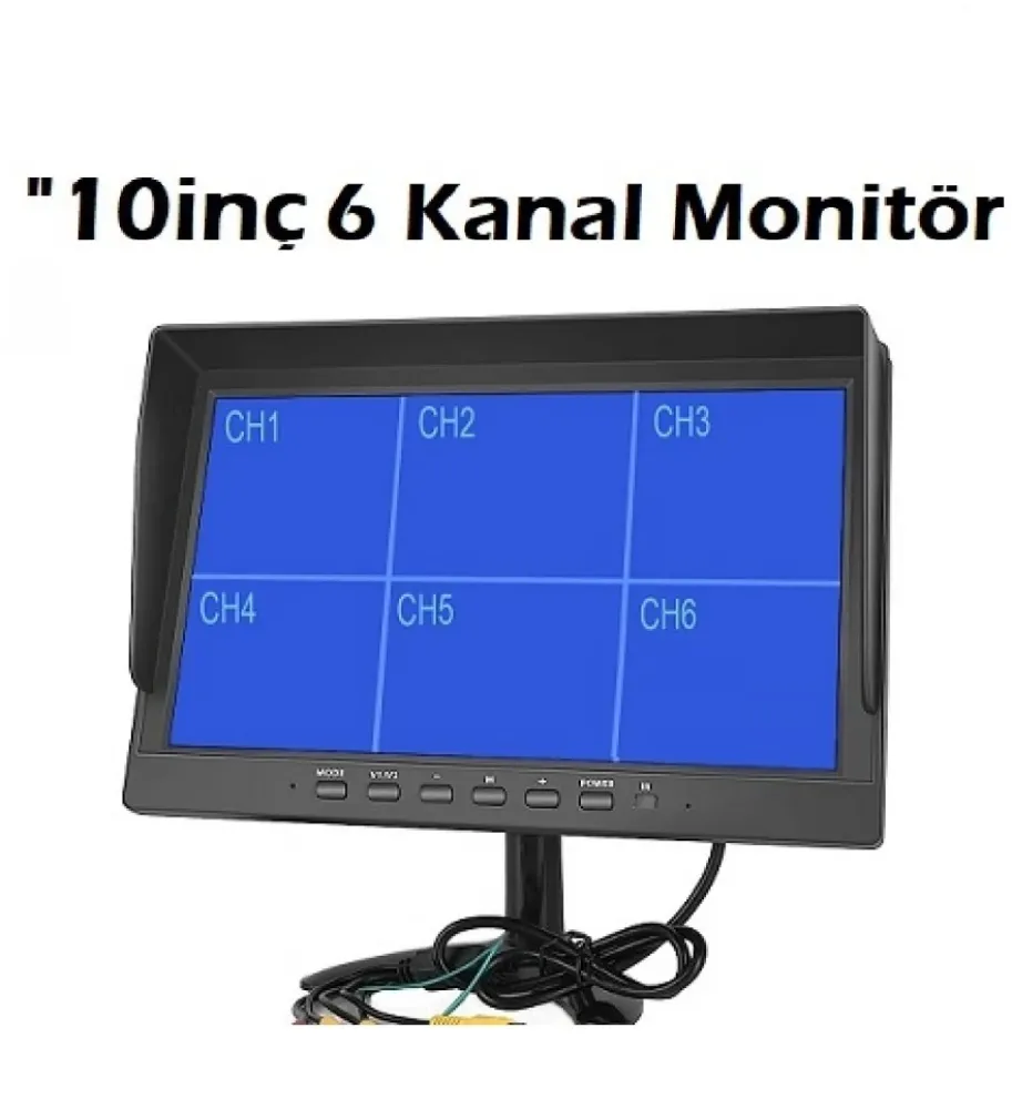 Araç İçi 10 İnç Quad Monitör | 6 Kanal Kamera Girişli