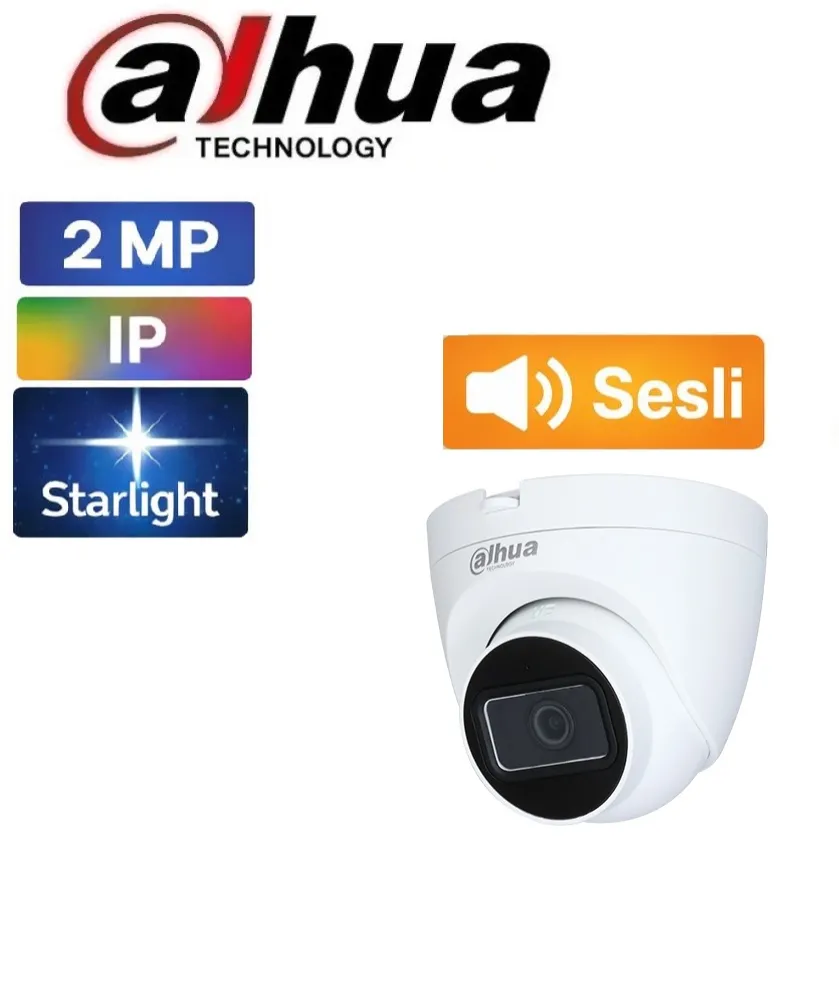 Dahua IPC-HDW1230T-AS-0280B-S4 2MP Sesli Starlight IR Dome IP Kamera