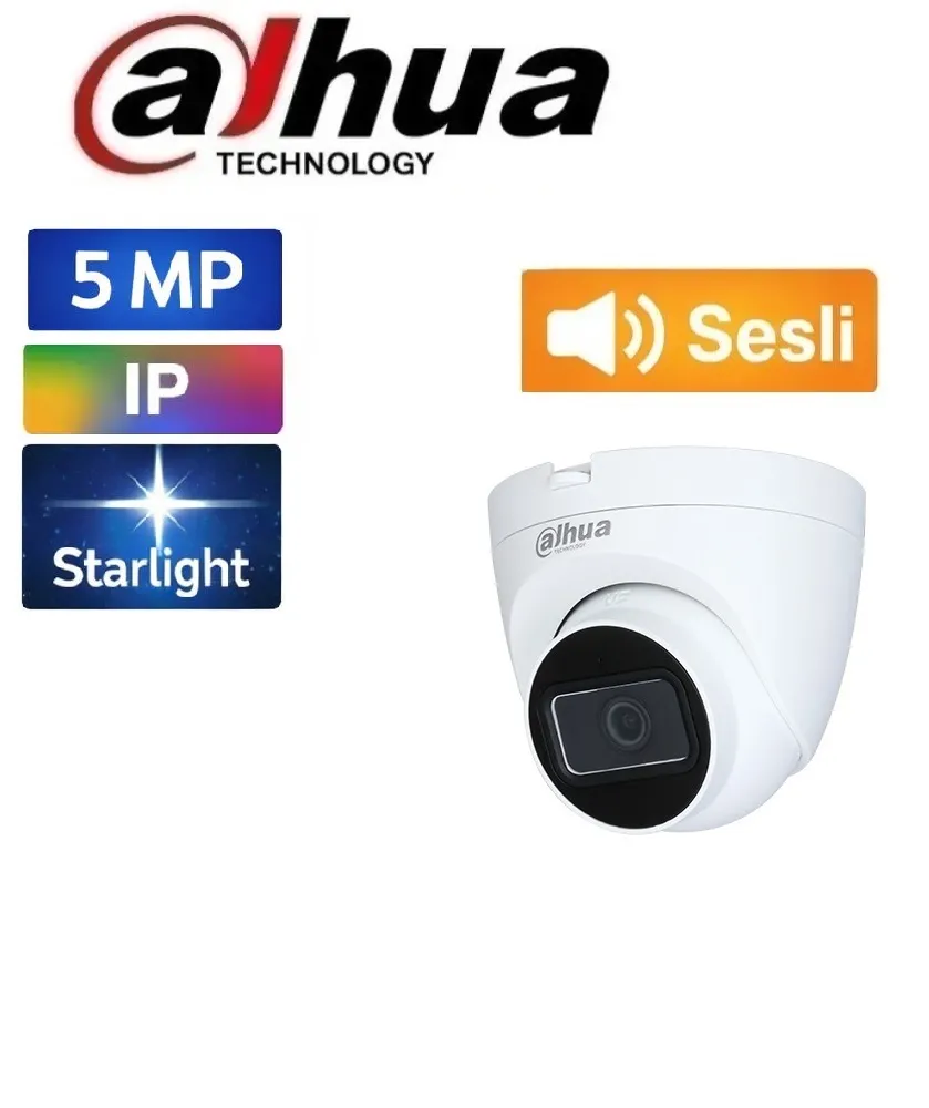 Dahua IPC-HDW2541T-S-0280B 5MP Starlight IP Dome Kamera – Gece Görüşlü