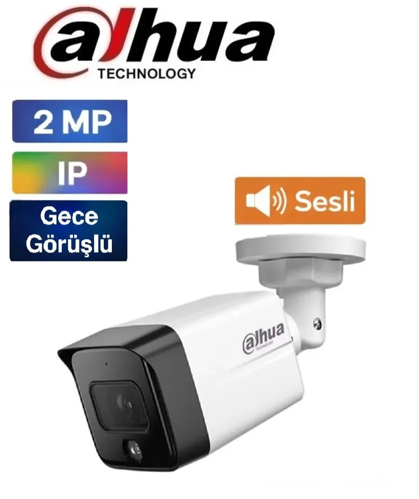 Dahua IPC-HFW1230TC1 2MP 2.8MM  Sesli Bullet IP PoE Kamera