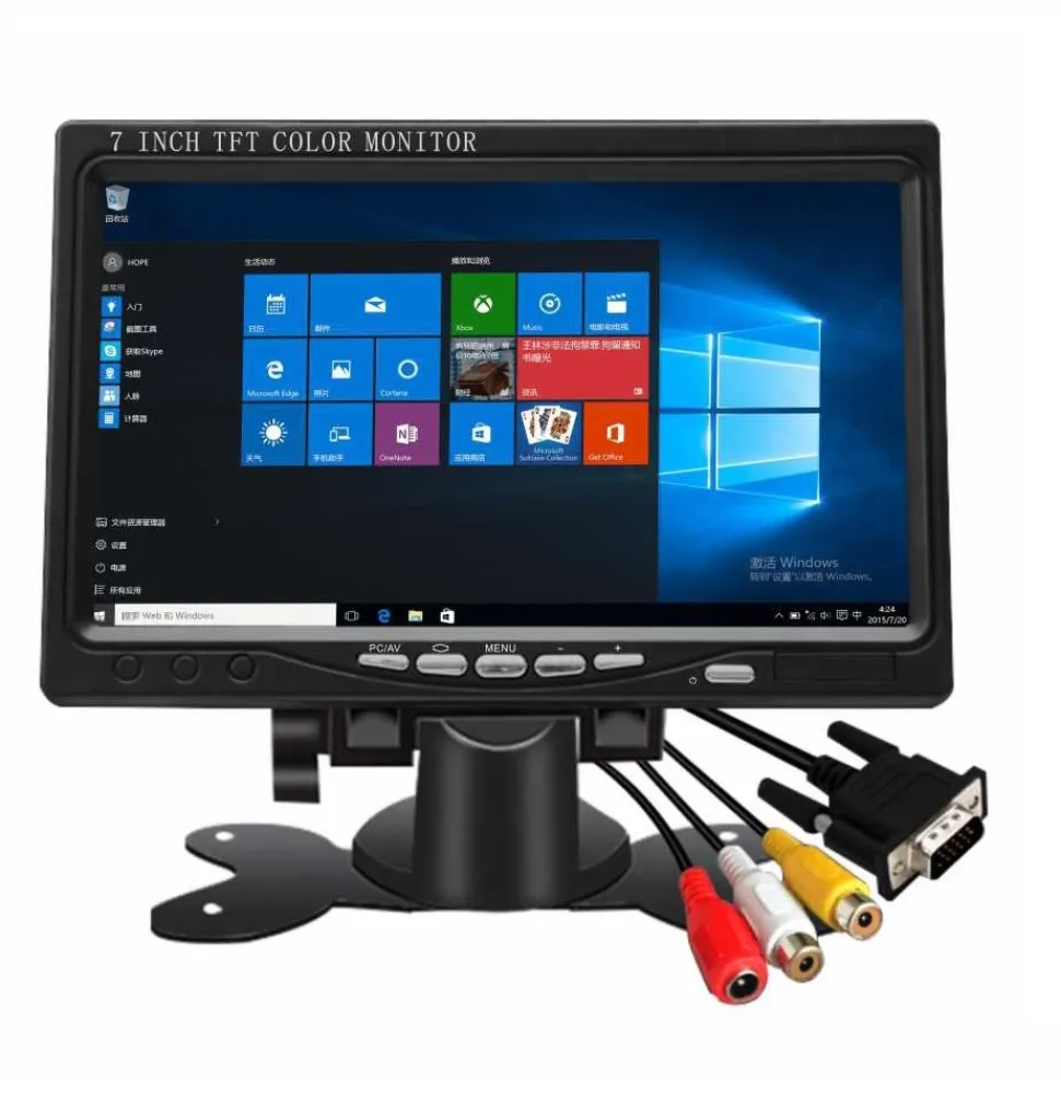7 İnç TFT LCD AHD Uyumlu Monitör | VGA/AV Girişli Araç İçi Ekran