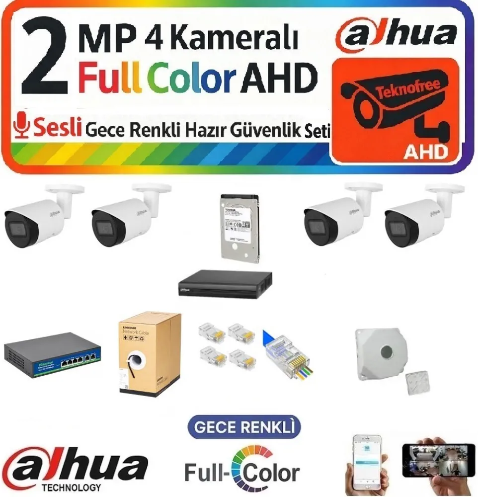 Kayıt Çihazlı 4 Kameralı Okul Servis Kamera Set