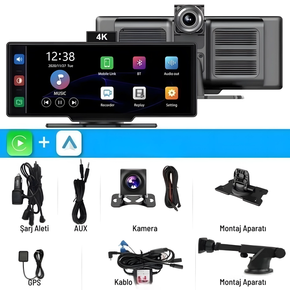 Tır Ve Kamyonlar İçin 10 İnç Torpido Üstü Multimedya Ekranı – Ön & Arka Kameralı