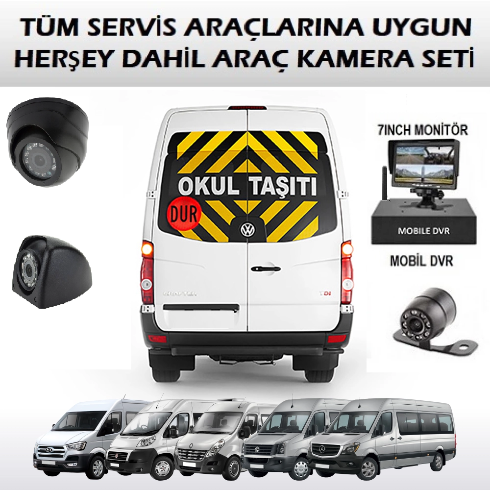 4G Uzaktan İzlemeli Okul Servisi Kamera Seti