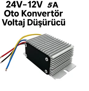 24V-12V 5A Oto Konvertör | Voltaj Düşürücü Dönüştürücü