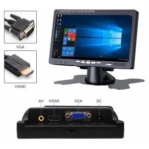 7" HDMI/VGA/AV Girişli TFT LCD HD Monitör Araç İçi Ekran
