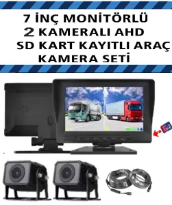 7 İnç Monitörlü, 2 Kameralı, AHD SD Karta Kayıtlı Araç Kamera Seti
