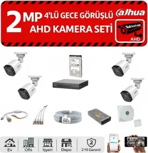 DAHUA 2MP 4'lü Gece Görüşlü AHD Kamera Seti