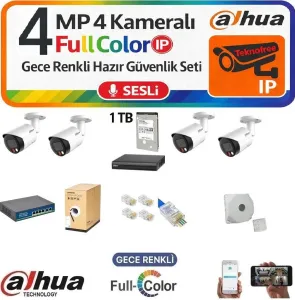 Dahua 4 Kameralı 4MP, Sesli Full Color IP Set – Geceyi Gündüze Çevirin”