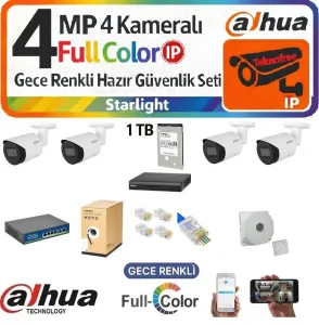 Dahua 4MP Starlight 4 Kameralı IP Güvenlik Kamera Seti