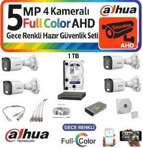 Dahua 5MP Full HD 4 Kameralı Renkli Gece Görüş Kamera Seti