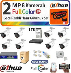 Dahua 8 Kameralı 2MP Full Color IP Set – Geceyi Gündüze Çevirin”