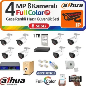 Dahua 8 Kameralı 4MP, Sesli Full Color IP Set – Geceyi Gündüze Çevirin”
