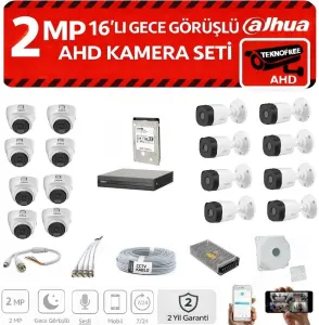 Dahua Full HD 16 Kameralı  Gece Görüş Güvenlik Sistemi (8 İç + 8 Dış)