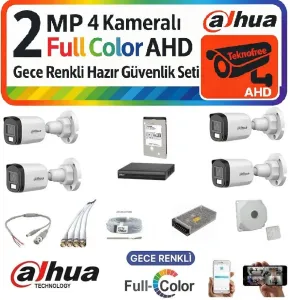 Dahua Full HD 4 Kameralı Renkli Gece Görüş Kamera Seti