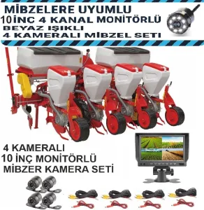 Mibzerlere Uyumlu 10 İnç 4 Kanal Monitörlü, Beyaz Işıklı 4 Kameralı Kamera Seti