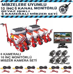 Mibzerlere Uyumlu 10 İnç 6 Kanal Monitörlü, Beyaz Işıklı 6 Kameralı Mibzer Kamera Seti