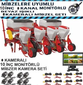 Mibzerlere Uyumlu 10 İnç 8 Kanal Monitörlü, Beyaz Işıklı 8 Kameralı Mibzer Kamera Seti