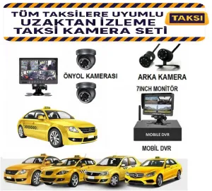 Taksiler İçin 4 Kameralı Uzaktan İzlemeli Araç  Kamera Seti