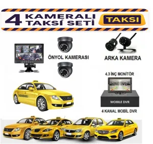 Taksilere Özel 4 Kameralı Kayıtlı Araç Kamera Seti
