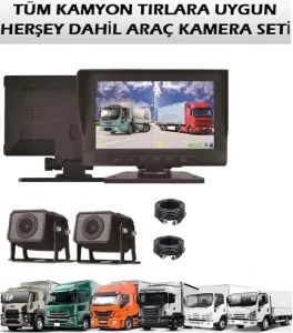 Tır ve Kamyonlar İçin 7 İnç Kayıtlı AHD  2 Kameralı Araç Kamera Seti